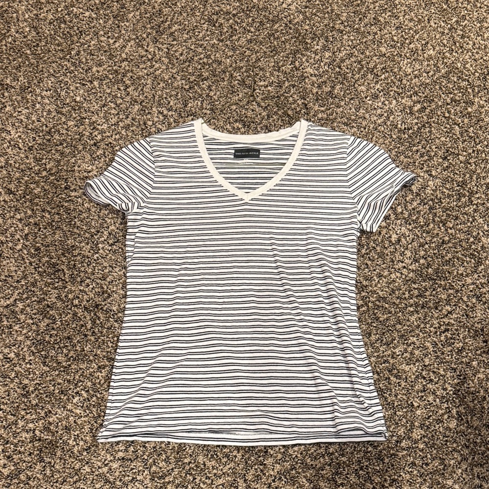 Saks Fifth Avenue Striped V-Neck Women's Top